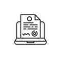 Online agreement certificate line icon