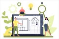 Online architecture platform on differernt device concept. Idea