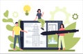 Online architecture platform on differernt device concept. Idea of