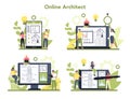 Online architecture platform on differernt device concept set.