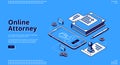 Online attorney service isometric landing page