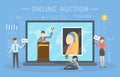 Online auction concept. Taking action in auction through device Royalty Free Stock Photo