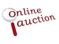 Online auction with magnifiying glass Royalty Free Stock Photo