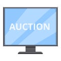 Online auction monitor icon, cartoon style Royalty Free Stock Photo