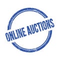 ONLINE AUCTIONS text written on blue grungy round stamp