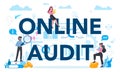 Online audit typographic header concept. Business operation research