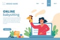 Online babysitting and education concept vector flat