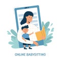 Online babysitting and education concept vector flat