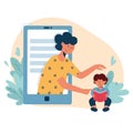 Online babysitting and education concept vector flat