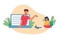 Online babysitting and education concept vector flat