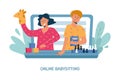 Online babysitting and education concept vector flat