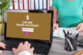 Online bank account concept on a laptop Royalty Free Stock Photo