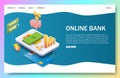 Online bank landing page website vector template