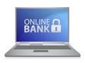 Online bank laptop illustration