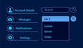 Online banking account settings UI elements kit