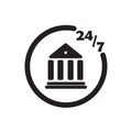 247 online banking icon black vector design illustration