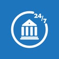 247 online banking icon flat vector design illustration