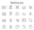 Online banking icon set in thin line style Royalty Free Stock Photo