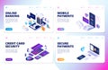 Online banking landing page. Mobile payments, credit card security vector banners Royalty Free Stock Photo