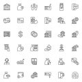 Online banking line icons set