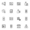 Online banking line icons set