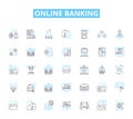 Online banking linear icons set. Secure, Convenient, Accessible, Mobile, Digital, Efficient, Safe line vector and