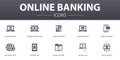 Online banking simple concept icons set