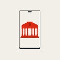 Online banking vector concept. Symbol of digital money, smartphone, business. Minimal illustration.