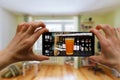 Online bar concept. Drinking with friends at home via smartphone or other gadgets Royalty Free Stock Photo