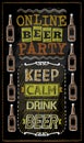 Online beer party vector chalkboard banner Royalty Free Stock Photo