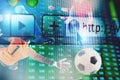 Online bet and analytics and statistics for soccer match Royalty Free Stock Photo