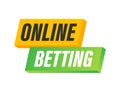 Online betting. Flat web banner with red bet now on white background for mobile app design. Vector stock illustration. Royalty Free Stock Photo