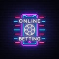 Online betting neon sign. Sports betting. Online betting logo, neon symbol, light banner, bright night advertising Royalty Free Stock Photo