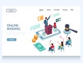 Online bidding vector website landing page design template