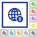 Online Bitcoin payment flat framed icons