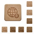 Online Bitcoin payment wooden buttons