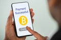 Online Bitcoin Payment Success Royalty Free Stock Photo