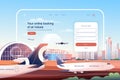 Online booking at air tickets concept. Airplane ticket reservation service website layout. International tourism and travel, go on Royalty Free Stock Photo