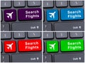 Online booking concept with search flights button Royalty Free Stock Photo