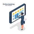 Online booking concept. Vector isometric