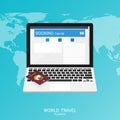 Online booking ,passport world map,trip plan travel banner vector Royalty Free Stock Photo