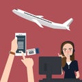 Online booking plane via phone airline flights application mobile call reception