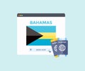 Online booking service on web browser site, trip, travel planning country Bahamas national flag logo design. Royalty Free Stock Photo