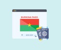 Online booking service on web browser site, trip, travel planning country Burkina Faso national flag. Royalty Free Stock Photo