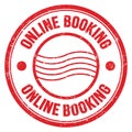 ONLINE BOOKING text written on red round postal stamp sign