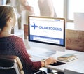 Online Booking Traveling Plane Flight Concept Royalty Free Stock Photo