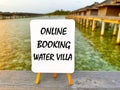 Online booking watervilla: booking a flight or hotel for vacancies.