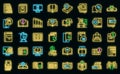 Online bookstore icons set vector neon Royalty Free Stock Photo