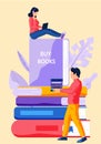 Online bookstore, online learning, digital library, e-reading concept vector flat illustration