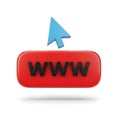Online browsing conceptual art 3d rendering of a red www button and a blue cursor arrow Royalty Free Stock Photo